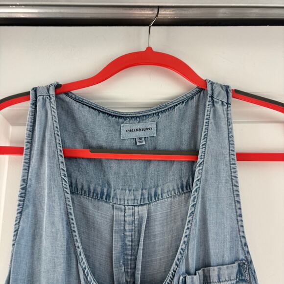 Thread & Supply Women’s Faith & Flower Jumpsuit Chambray Sz M Tencel Comfy - Picture 5 of 16